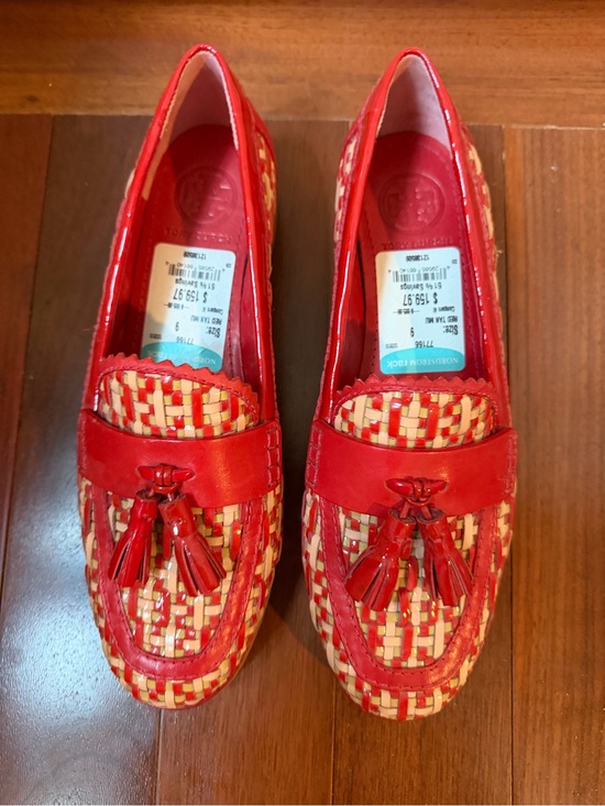 Tory Burch Shoes - Tory Burch Red Woven Tassel Loafers size 9